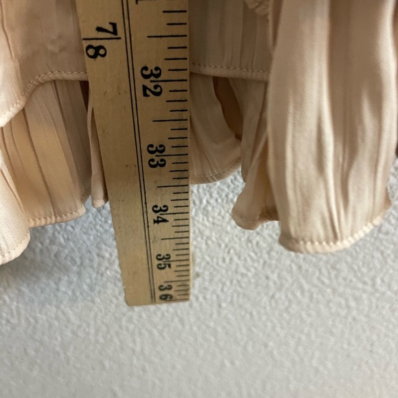 Free People Bonny Mini Dress Pleated Tiered Hem Defined Waist Prosecco Sz Medium - Picture 10 of 12